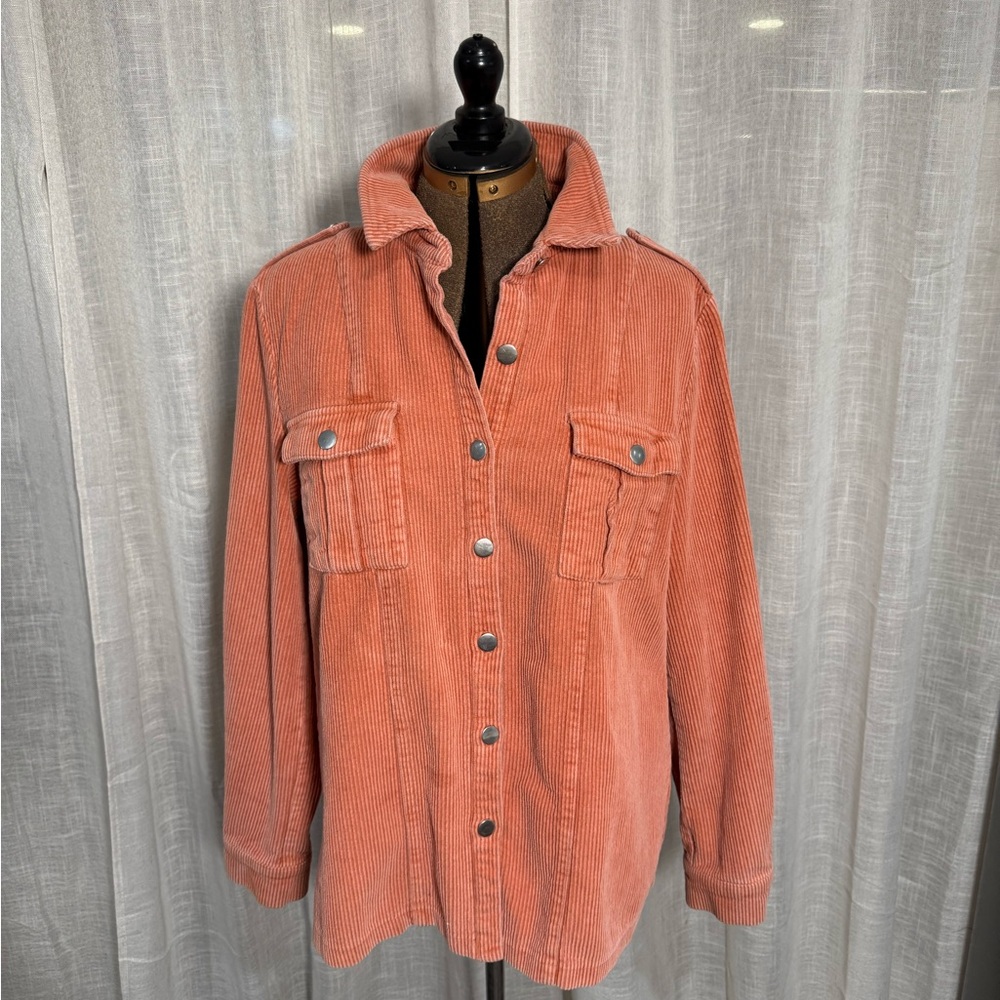 BiBi Women's Corduroy Utility Jacket - Coral